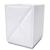 Popular Bath Quilt Accessory Collection White And Chrome Ceramic Wastebasket