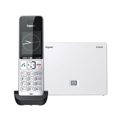 GIGASET Schnurloses DECT-Telefon "COMFORT 500A mit IP BASE", schwarz-weiß (silber, schwarz, weiß), Stationärtelefone
