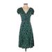 Nanette Lepore Casual Dress - Midi: Teal Animal Print Dresses - Women's Size 0