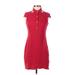 W by Worth Casual Dress - Shirtdress High Neck Short sleeves: Red Dresses - Women's Size 0