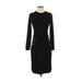 DKNY Casual Dress - Midi Crew Neck Long sleeves: Black Print Dresses - Women's Size Small