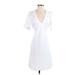 Zara Casual Dress - A-Line V Neck Short sleeves: White Print Dresses - Women's Size Small