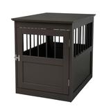 Wood Dog Crate Furniture, End Table Designed Dog Kennel with Side Slats