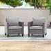 AOOLIMICS Outdoor 2 Chairs Conversation Grey Rattan Patio Sofa Set