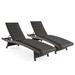 Folding Patio Chaise Lounge Chair Rattan Adjustable Recliner w/ Wheels