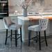 Sealy Set of 4 Counter Height Bar Stools velvet Wing-Back Upholstered Barstools with Solid Wood Legs