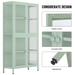 Four Glass Door Storage Cabinet with Adjustable Shelves and Feet Cold-Rolled Steel Sideboard Furniture for Living Room Kitchen