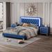 Queen Size Velvet 3-Pieces Bedroom Sets with Tufted Headboard, Bedroom Upholstered Bed Platform Bed with 2 Nightstands