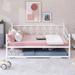 Metal Daybed with Twin Size Adjustable Trundle, Portable Folding Trundle