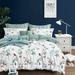 California King Bed Set Duvet Cover & Pillow Floral & Green Stripe