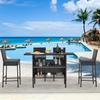 AVAWING 5PCS Patio Bar Set Outdoor Rattan Bar Set with Removable Cushion