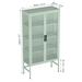 Double Glass Door Storage Cabinet with Adjustable Shelves and Feet Cold-Rolled Steel Sideboard Furniture for Living Room Kitchen