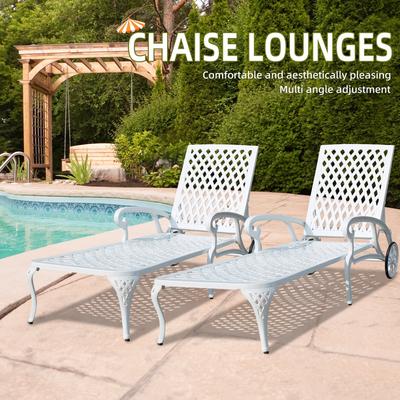 Swimming pool recliner, cast aluminum recliner with wheels set of 2