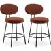 Counter Height Bar Stools, 24 Inch Upholstered Fabric Barstools with Backs and Metal Legs, Mid Century Modern Bar Stools