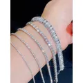 Bracelet Tennis Double NucleoMoissanite pour Homme et Femme, Plaqué Or Blanc, Argent Sterling, Diamant de Laboratoire avec GRA, 3mm