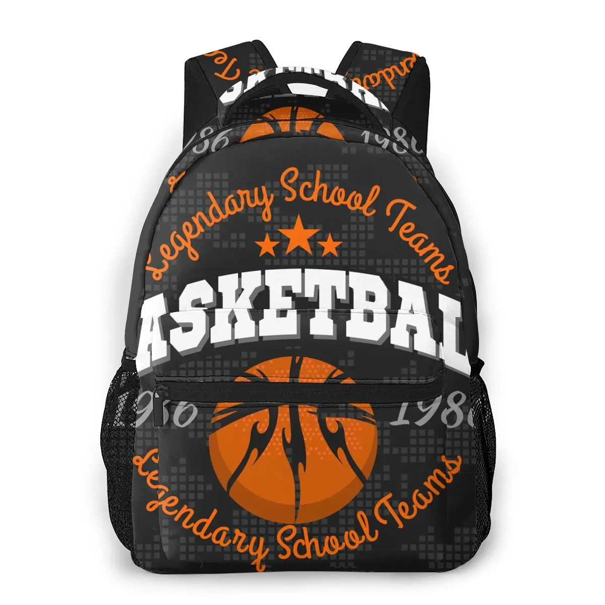 Sac à Dos d'École avec Emblème de Basket-ball pour Enfant, Cartable pour Garçon et Adolescent