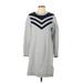 Charter Club Casual Dress - Shift: Gray Chevron/Herringbone Dresses - Women's Size Large