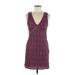 Topshop Casual Dress - Sheath: Burgundy Damask Dresses - Women's Size 6