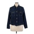 Nine West Denim Jacket: Short Blue Print Jackets & Outerwear - Women's Size 1X