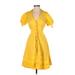 Maeve Casual Dress - A-Line V-Neck Short sleeves: Yellow Print Dresses - Women's Size 2