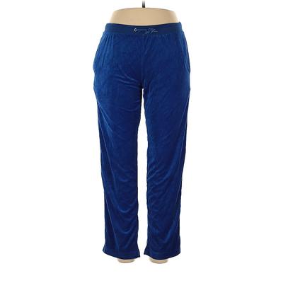 Tracksuit Velour Pants - High Rise Straight Leg Boyfriend: Blue Activewear - Women's Size X-Large