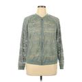 AGB Jacket: Green Floral Motif Jackets & Outerwear - Women's Size 1X