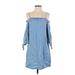 Ella Moss Casual Dress - Shift Square 3/4 sleeves: Blue Print Dresses - Women's Size Small