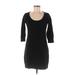 Old Navy Casual Dress - Sweater Dress Scoop Neck 3/4 sleeves: Black Print Dresses - Women's Size Medium