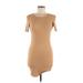 Vero Moda Casual Dress - Mini Crew Neck Short sleeves: Tan Print Dresses - Women's Size Medium