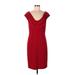 Connected Apparel Casual Dress - Sheath Cowl Neck Short sleeves: Burgundy Solid Dresses - Women's Size 12