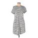 Pink Lily Casual Dress - Shift High Neck Short sleeves: Gray Marled Dresses - Women's Size Small