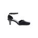 Parade Heels: D'Orsay Chunky Heel Classic Black Print Shoes - Women's Size 5 1/2 - Almond Toe