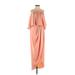 Shona Joy Casual Dress - Midi Open Neckline Sleeveless: Pink Solid Dresses - Women's Size 4