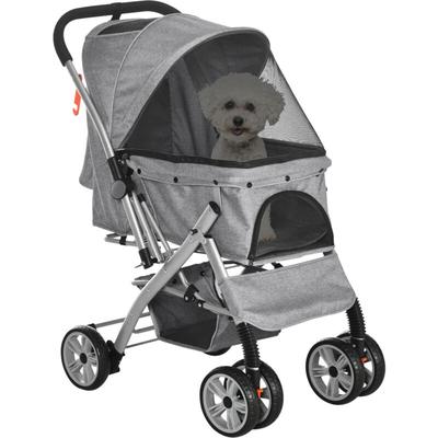 Pawhut - Hundebuggy, Faltbarer Hundetrolley, Hundewagen mit Aufbewahrungskorb, Tasche,