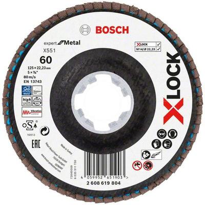 X-LOCK-Fächerschleifscheibe X551, Expert for Metal, k: 60, Scheibend.: 125 mm - 2608619804 - Bosch