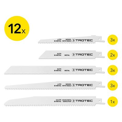 Säbelsägeblätter-Set Holz/Metall, 12-teilig - Trotec