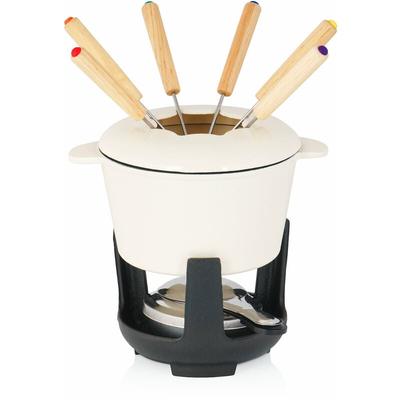 13-teiliges Gusseisen Fondue Set für 6 Personen, 1 l, emailliert, mit Brenner und Gabeln - Bbq-toro