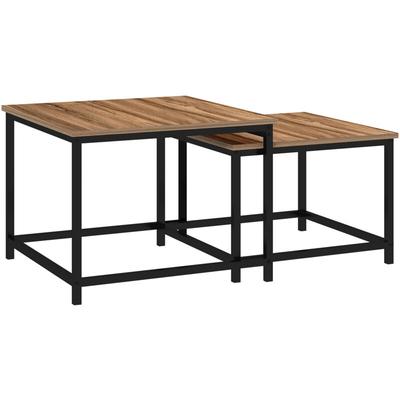 Homcom - Couchtisch 2er Set Beistelltisch mit Holzoptik, im Industriedesign, Stapelbar, Image