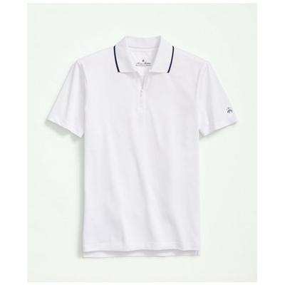 Brooks Brothers Men's Performance Series Half-Zip Pique Polo Shirt | White | Size XL