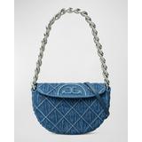 Fleming Mini Denim Crescent Shoulder Bag