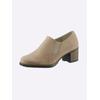 Hochfrontpumps HEINE, Damen, Gr. 41, grau (taupe), Leder, Rindsleder, Veloursleder, modisch, Schuhe