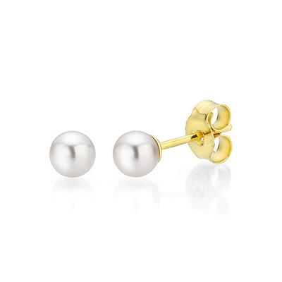 Paar Ohrstecker FIRETTI "Schmuck Geschenk Gold 375 Ohrschmuck Perle verschiedene Größen" Gr. 5, gold (gelbgoldfarben, weiß), Ohrringe, Damen, 5, Gelbgold 375-Perlen, Gelbgold 375, Perlen, Made in Germany - mit Süßwasserzuchtperle Image