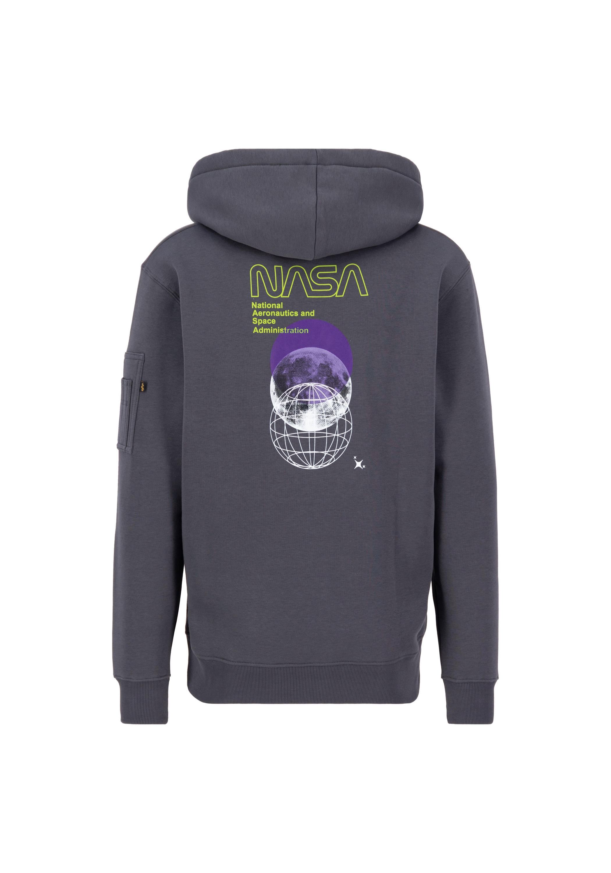 Hoodie ALPHA INDUSTRIES "NASA Orbit Hoodie", Herren, Gr. XXL, grau (vintage grau), Obermaterial: 80% Baumwolle, 20% Polyester, regular fit, Sweatshirts Hoodie