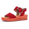 Keilsandalette GABOR, Damen, Gr. 44, rot, Ziegenveloursleder, klassisch, Schuhe, Sommerschuh, Sandale, Keilabsatz, mit trendigem Keilabsatz