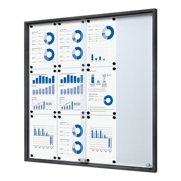 Showdown Displays Abschließbarer Schaukasten »SLIM« 12x A4 grau, 90.6x94.8x5 cm