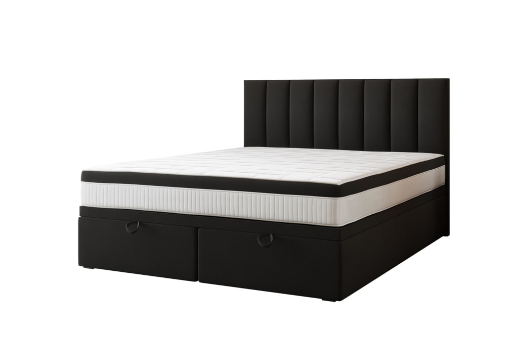 Ensemble sommier et matelas en velours noir 160x200