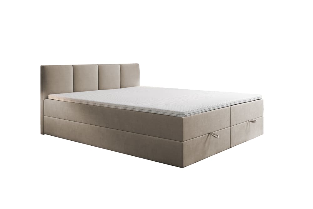 Ensemble sommier et matelas en velours beige 200x200