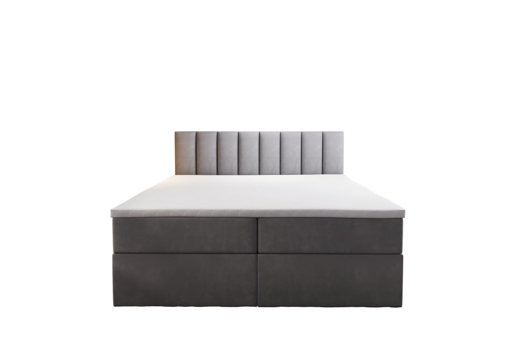 Ensemble sommier et matelas en velours gris 160x200