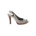 GUESS by Marciano Heels: Pumps Stilleto Bohemian Silver Solid Shoes - Women's Size 8 - Peep Toe