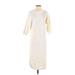 Uniqlo Casual Dress - Midi Crew Neck 3/4 sleeves: Ivory Print Dresses - Women's Size Small